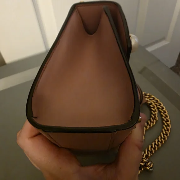 Gucci Pearl Studded Padlock Chain Pink Leather Crossbody Shoulder Bag Purse - Picture 4 of 11